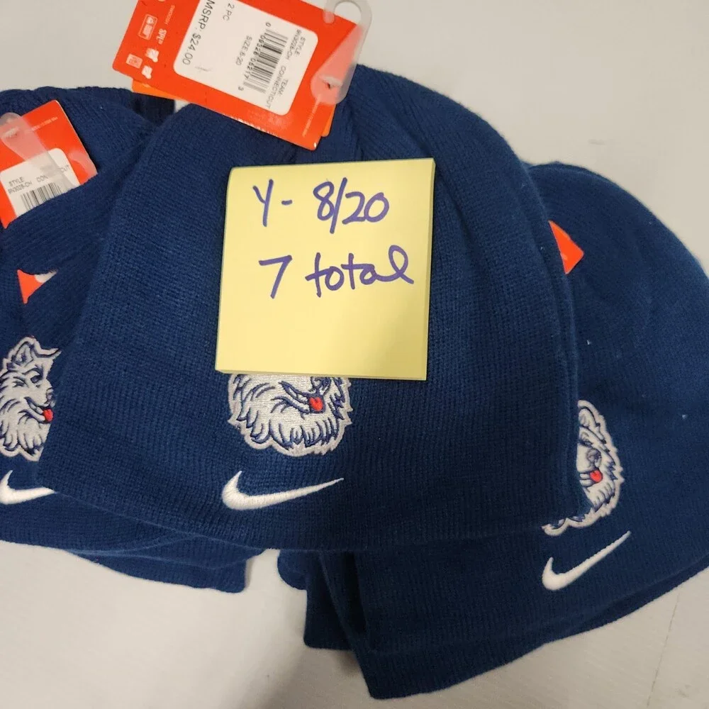 Nike Connecticut Team 2pc Beanie and Gloves Set Blue Acrylic Kids Size 8-20